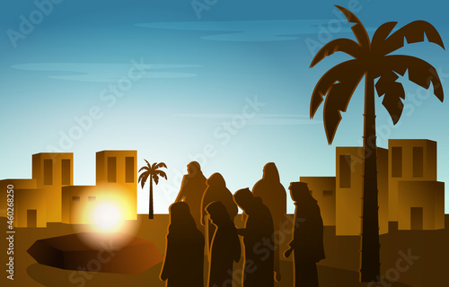 People Listening to Sermon Nabi Prophet Muhammad Islam History Islamic Illustration