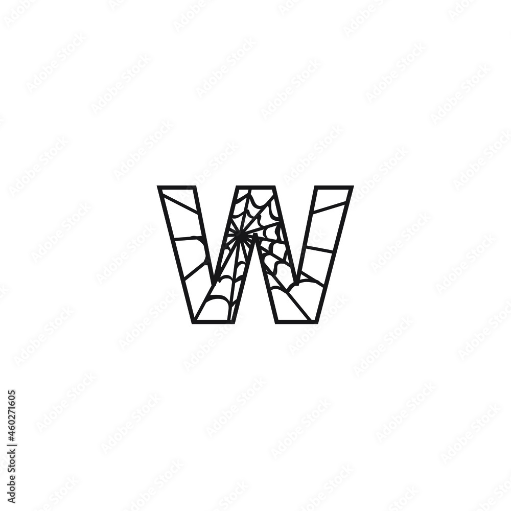 letter W with spider web
