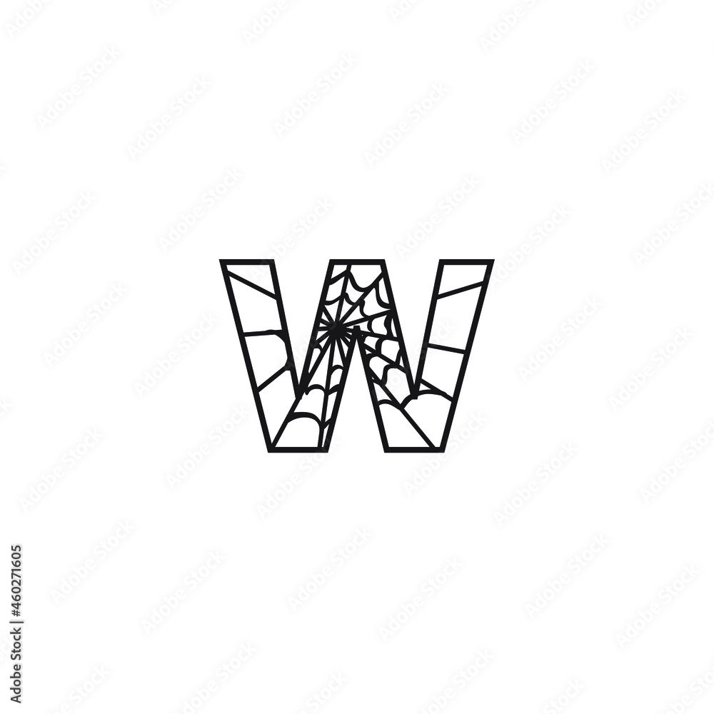 letter W with spider web letter W with spider web