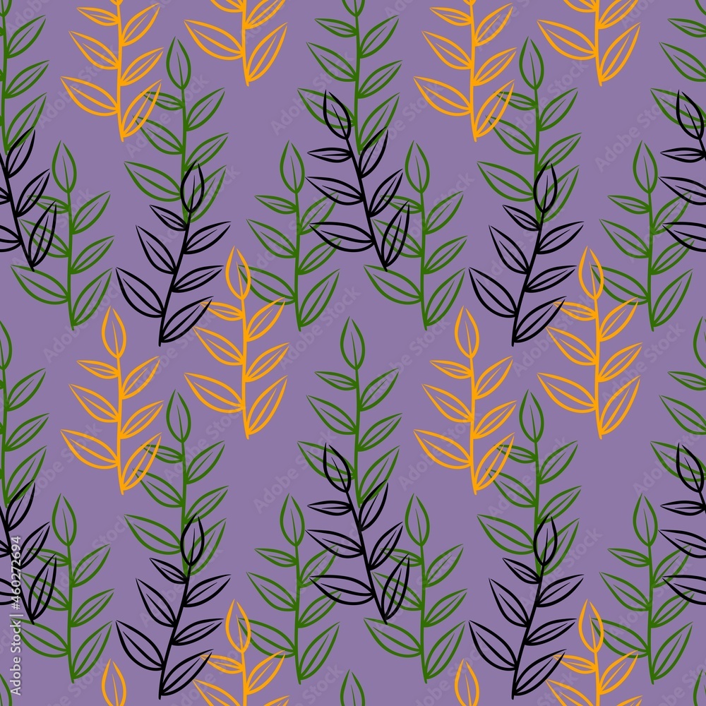 Seamless floral pattern with branches on purple background Seamless floral pattern with branches on purple background
