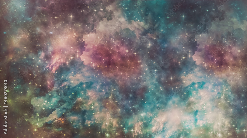 Colourful  Deep Space Nebular Stary Galaxy Background - obrazy, fototapety, plakaty 