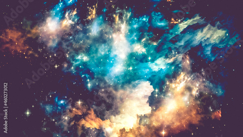 Fototapeta Naklejka Na Ścianę i Meble -  Colourful  Deep Space Nebular Stary Galaxy Background