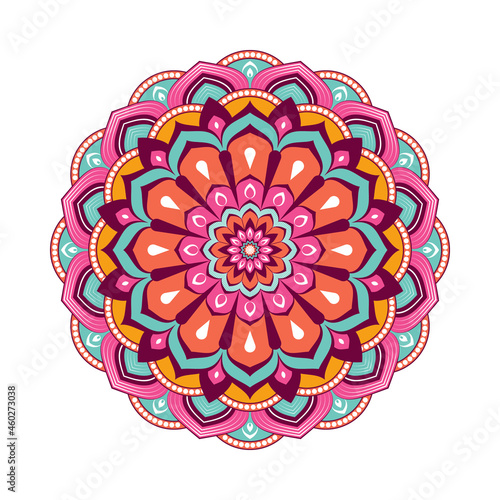 Colorful mandala with floral ornament