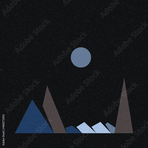 Geometric Mountains silhouette landscape art poster illustration