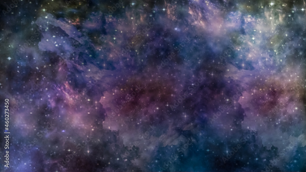 Naklejka Kolorowe Tło Mgławicy Starej Galaktyki Głębokiej Przestrzeni