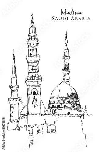 Drawing sketch illustration of Madina, Saudi Arabia