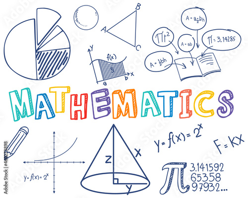 Doodle math font with math objects
