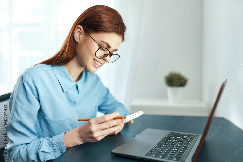 woman student in front of laptop learning fatigue woman student in front of laptop learning fatigue