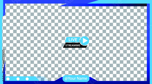 frame template for live video streaming or video editing compatible for use on various platforms with a blue gradient color scheme with 16:9 dimensions