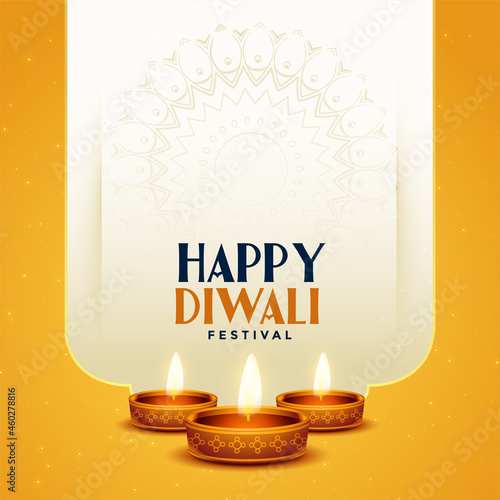 nice traditional happy diwali background with diya design