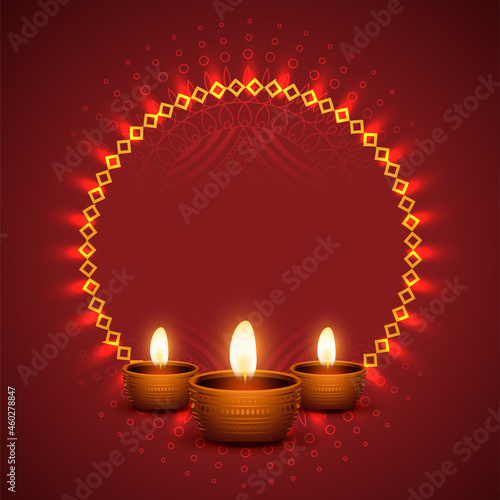 shiny diwali background with realistic diya design