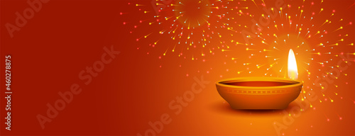 happy diwali festival of light fireworks banner