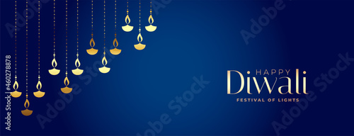 premium decorative golden diya banner design