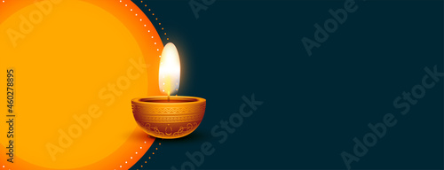 diwali diya banner with text space