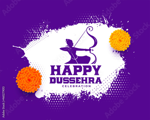 happy dussehra event card with lord rama silhouette
