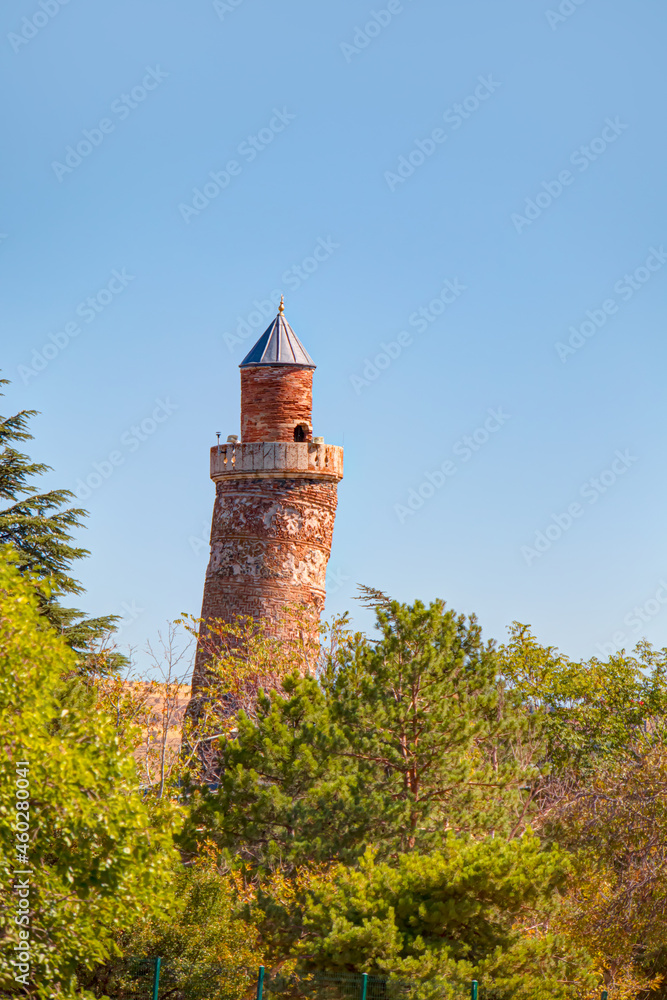 Curved minaret of Grand Mosque -  Haput, Turkey