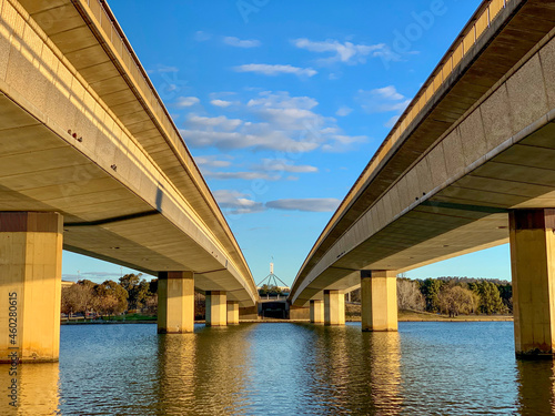 A bridge over the lake, Commonwealth Avenue Bridge, Canberra Australia  © Olivia Zhou