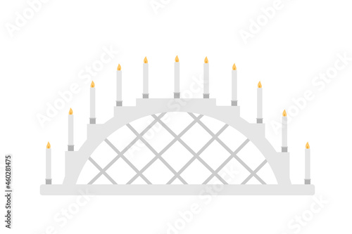 Schwibbogen candle arch christmas window decoration. Vector illustration