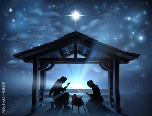 Christmas Nativity Scene Jesus Manger Silhouette