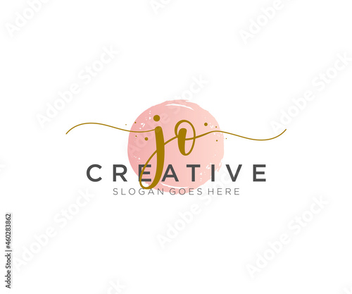 initial JO Feminine logo beauty monogram and elegant logo design, handwriting logo of initial signature, wedding, fashion, floral and botanical with creative template.