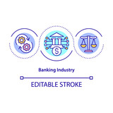 Banking industry concept icon. Financial management. Money investment. Financial institutions system abstract idea thin line illustration. Vector isolated outline color drawing. Editable stroke