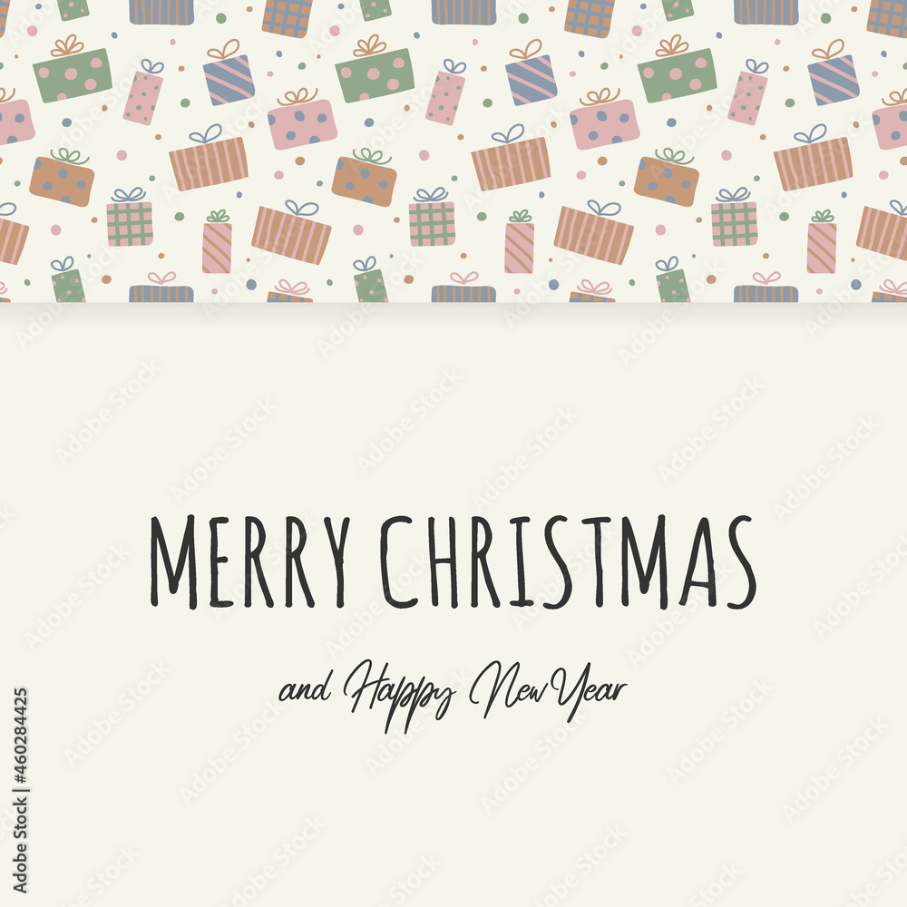 Concept of greeting card with Christmas gift boxes. Vector Concept of greeting card with Christmas gift boxes. Vector