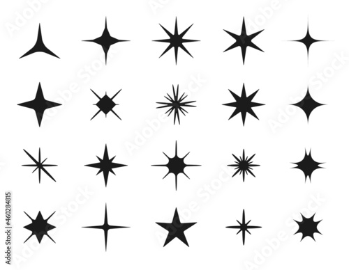 Set of silhouettes of stars.