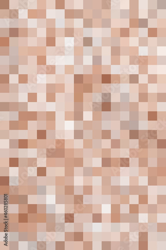 Abstract pattern, color combination, pixel effect. Squares in brown orange grey colors, light pastel bright shades, yellow beige nuances. Fresh modern background, fashion trend in color combination.