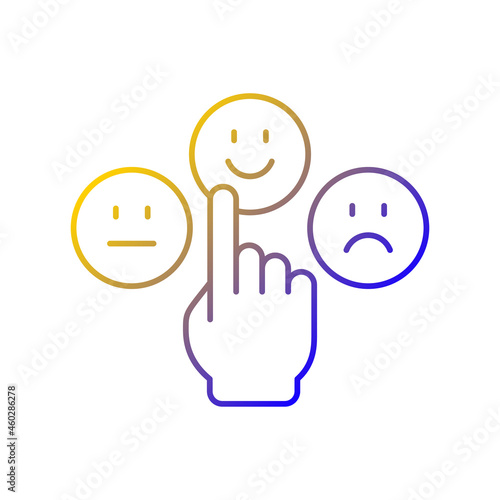 Emotional maturity gradient linear vector icon. Ability to control and manage emotions. Confidence and responsibility. Thin line color symbol. Modern style pictogram. Vector isolated outline drawing