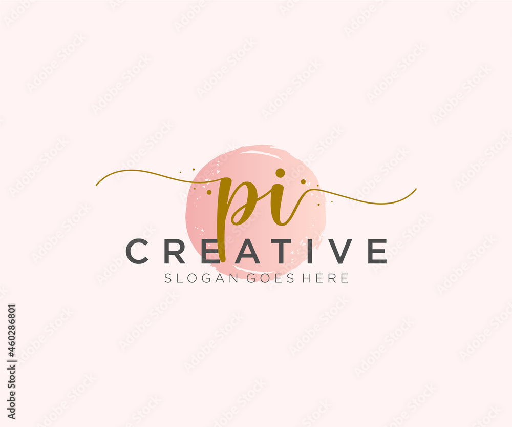 initial PI Feminine logo beauty monogram and elegant logo design, handwriting logo of initial signature, wedding, fashion, floral and botanical with creative template. - obrazy, fototapety, plakaty 