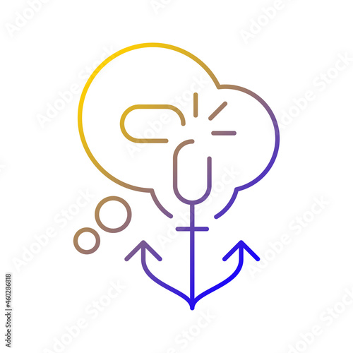 Getting rid of biases gradient linear vector icon. Stereotype and intolerant attitude. Change decision making process. Thin line color symbol. Modern style pictogram. Vector isolated outline drawing