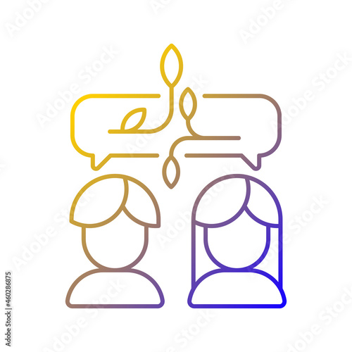 Nonviolent communication gradient linear vector icon. Collaborative communication. Understanding, caring relationship. Thin line color symbol. Modern style pictogram. Vector isolated outline drawing