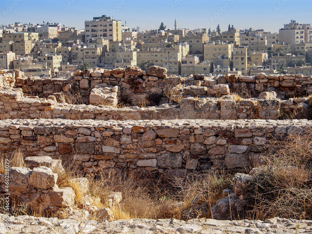 View of Aman, the capital of Jordan, from the archaeological park