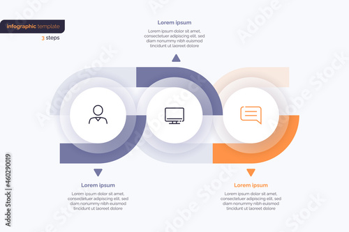 Three step business infographic design template. Vector illustration