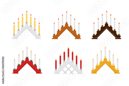 Set advent candle arches christmas. Vector illustration