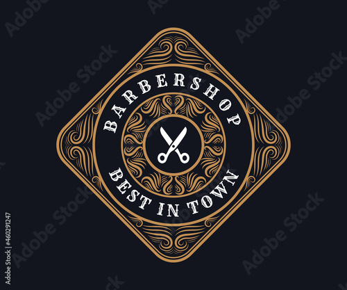 Vintage ornamental vector with floral ornament Suitable for whiskey, liquor, beer, brewery, wine, barber shop, coffee shop, tattoo studio, salon, boutique, hotel, shop signage engraving illustration