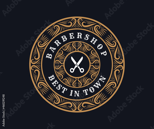 Vintage ornamental vector with floral ornament Suitable for whiskey, liquor, beer, brewery, wine, barber shop, coffee shop, tattoo studio, salon, boutique, hotel, shop signage engraving illustration