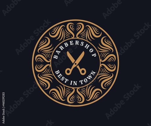 Vintage ornamental vector with floral ornament Suitable for whiskey, liquor, beer, brewery, wine, barber shop, coffee shop, tattoo studio, salon, boutique, hotel, shop signage engraving illustration