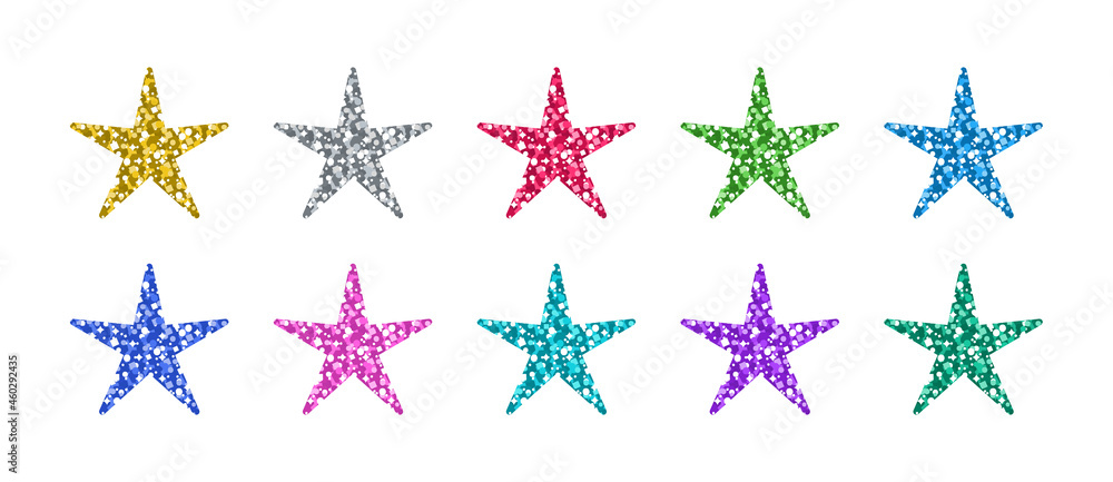 Glitter Star Set In Differently Colors Glitter Star Set In Differently Colors