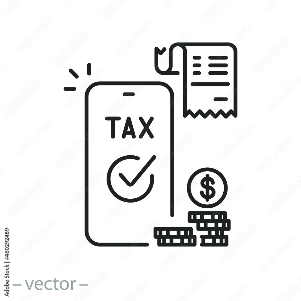 online-declaration-in-mobile-icon-pay-tax-on-phone-receipt-bill-with