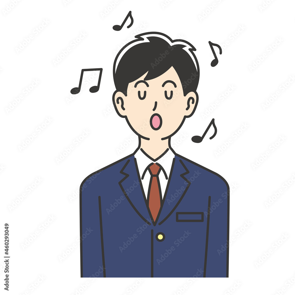 歌を歌う男子高校生 歌を歌う男子高校生