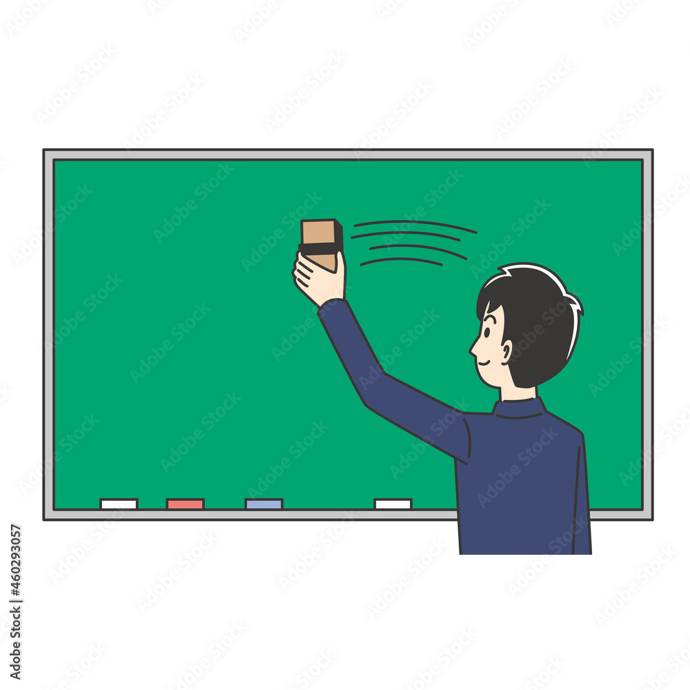 黒板消しを使う男子高校生 Stock Vector | Adobe Stock