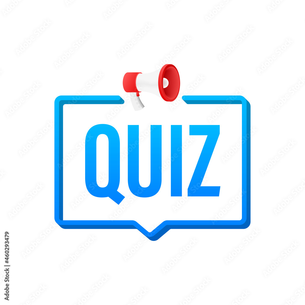 Megaphone banner isolated on white background - Quiz text. Vector stock illustration. Megaphone banner isolated on white background - Quiz text. Vector stock illustration.