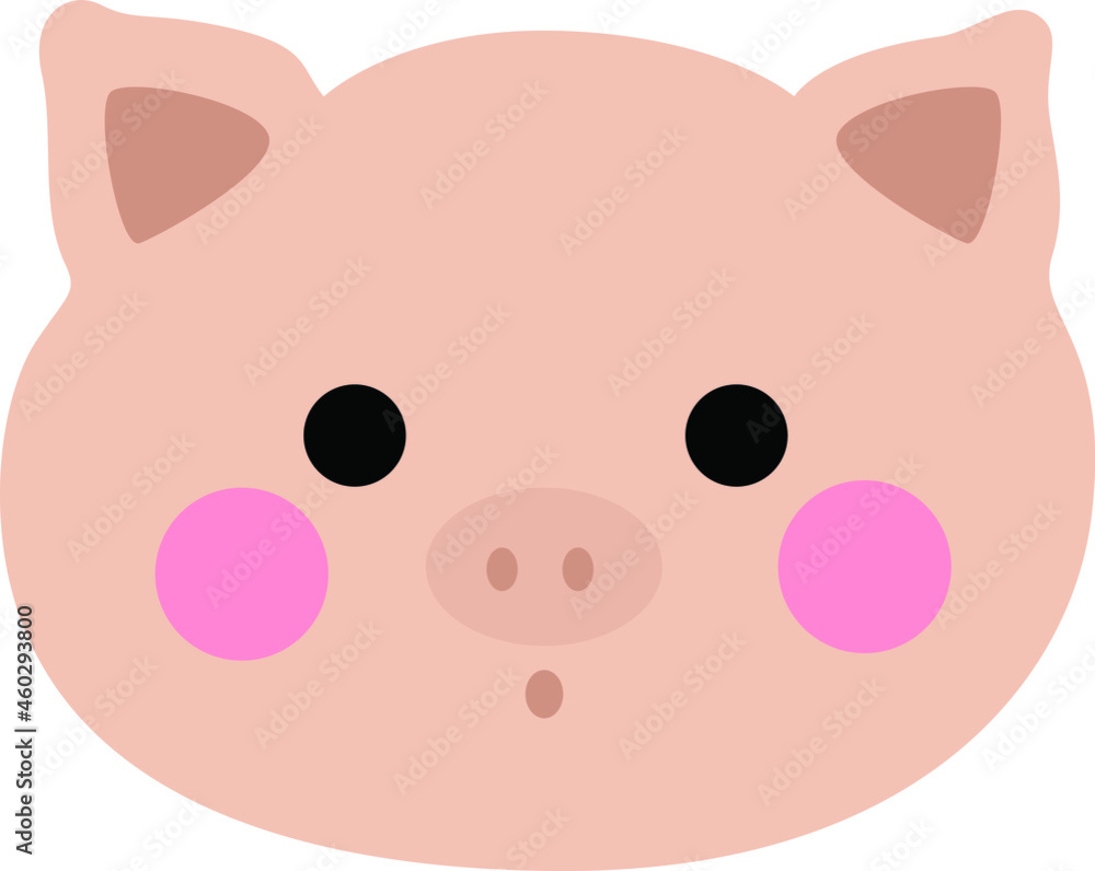 Cute pig head face pork illustration on the white isolated background. Cute pig head face pork illustration on the white isolated background.