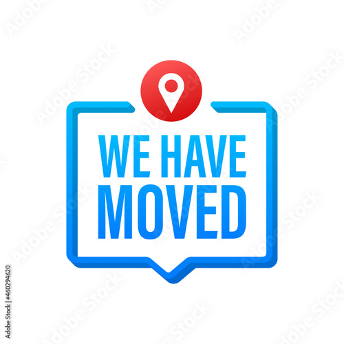 We re moving icon badge. Ready for use in web or print design. Vector stock illustration.