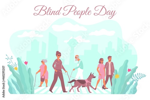 Blind People Crosswalk Composition