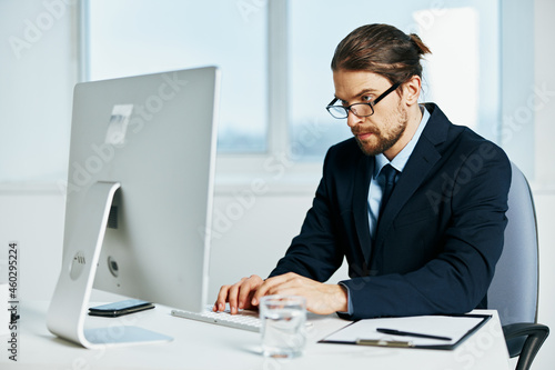 businessman work in front of a computer documents Lifestyle