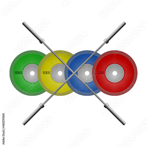 Competition weightlifting plates and barbell 