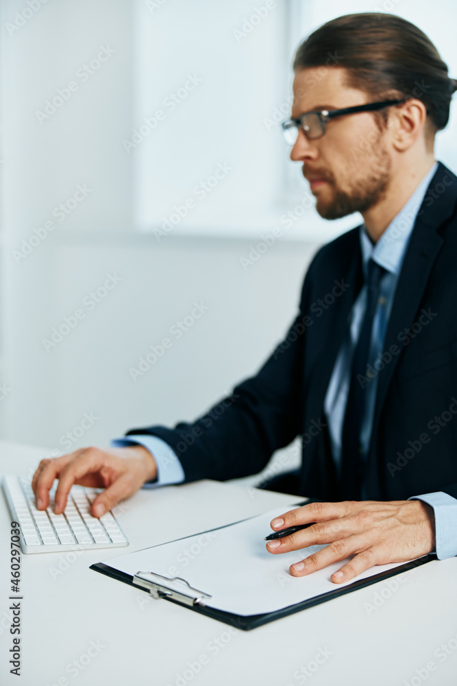business man wearing glasses work desk office manager business man wearing glasses work desk office manager