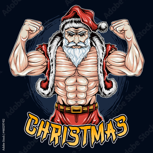 santa claus christmas gym muscle bodybuilding